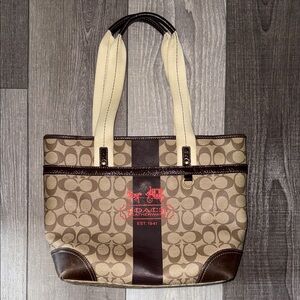 Coach Signature Brown and Cream Tote